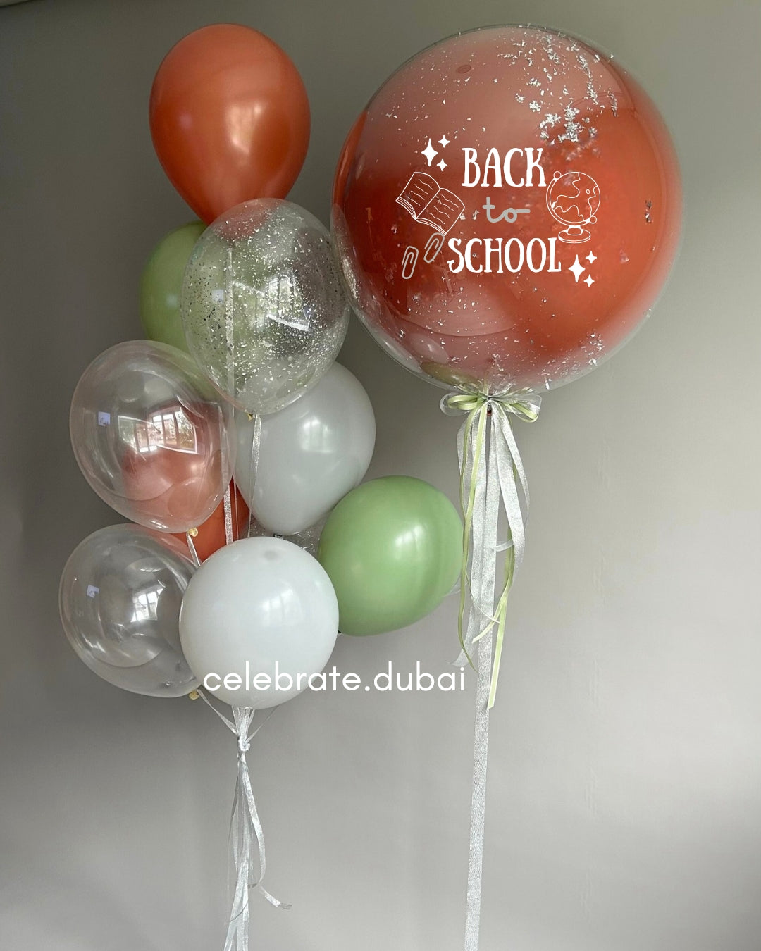Back to School Customized Helium Balloon Bouquet: Personalized Balloon With Text And Mix Of Latex Balloons