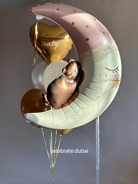 Helium_Balloon_Bouquet_Foil_Bear_On_The_Moon_With_Golden_And_White_Balloons